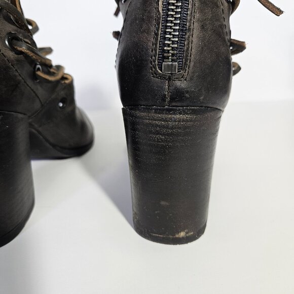 Baske California Brown Leather Fury Open Toe Booties - Picture 9 of 12